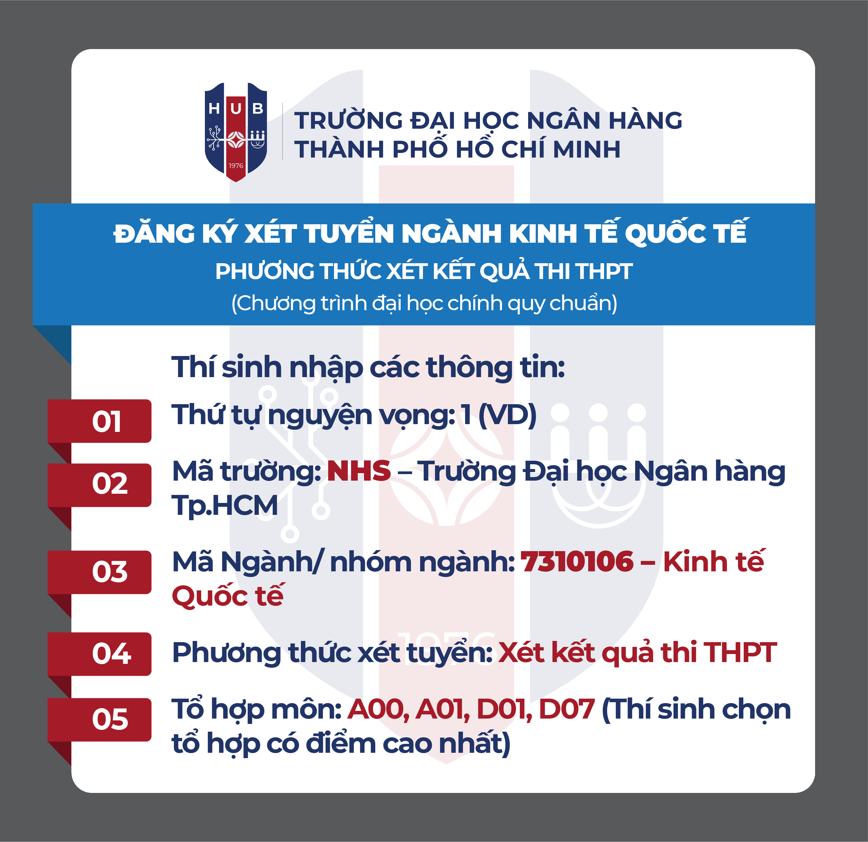 Phương thức xét tuyển ngành Kinh tế Quốc tế năm 2025 – Đa dạng và linh hoạt