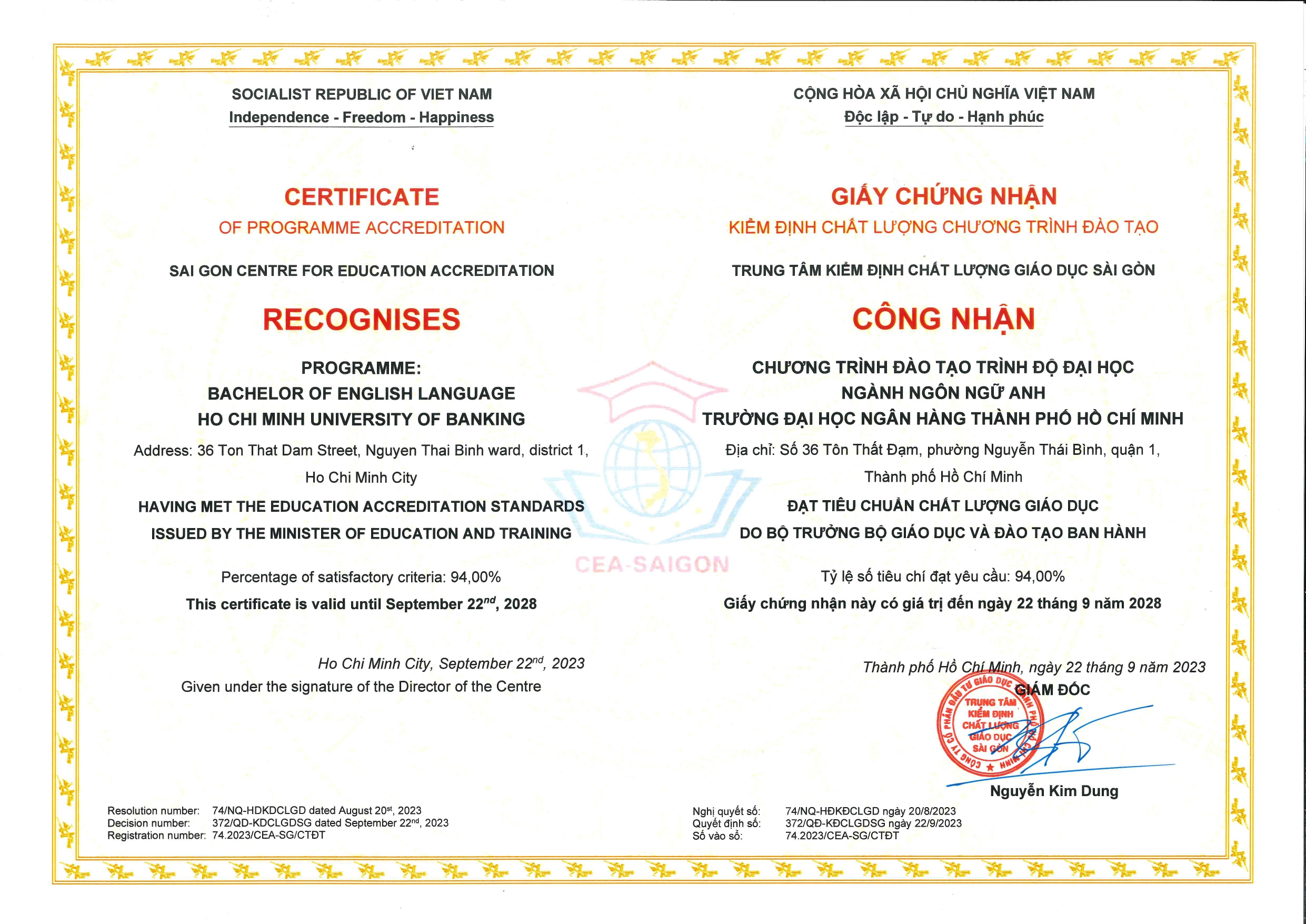 KẾT QUẢ KIỂM ĐỊNH