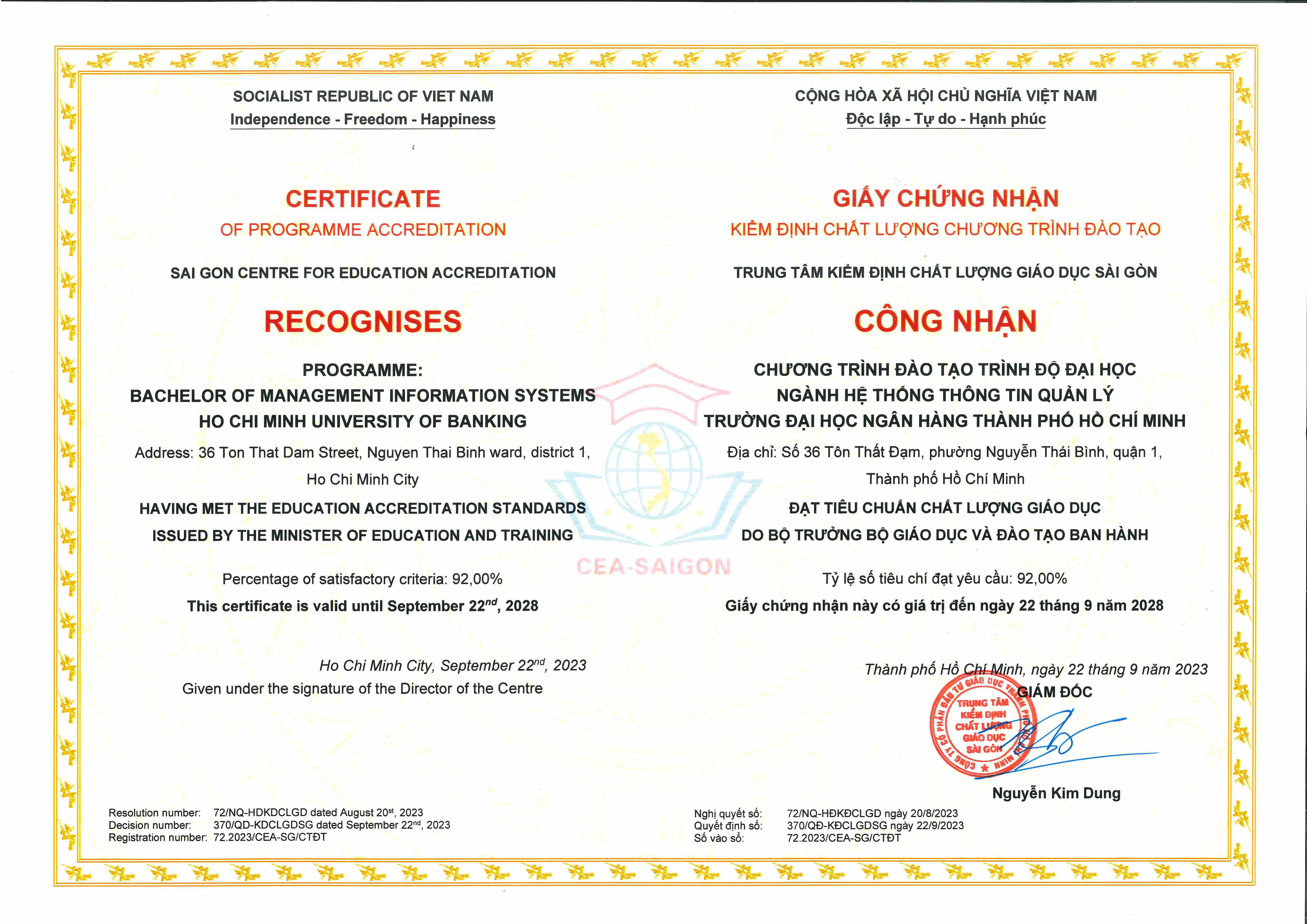 KẾT QUẢ KIỂM ĐỊNH