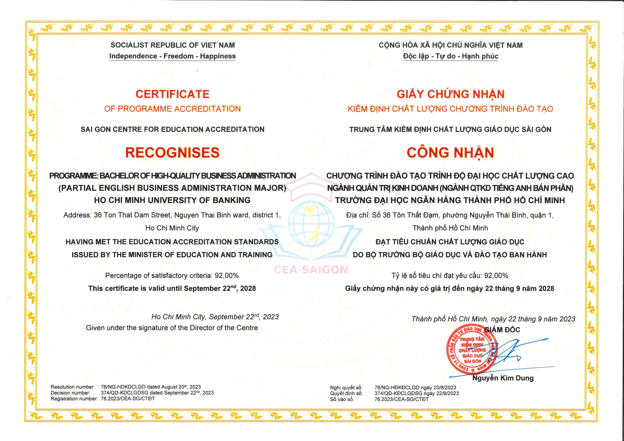 KẾT QUẢ KIỂM ĐỊNH