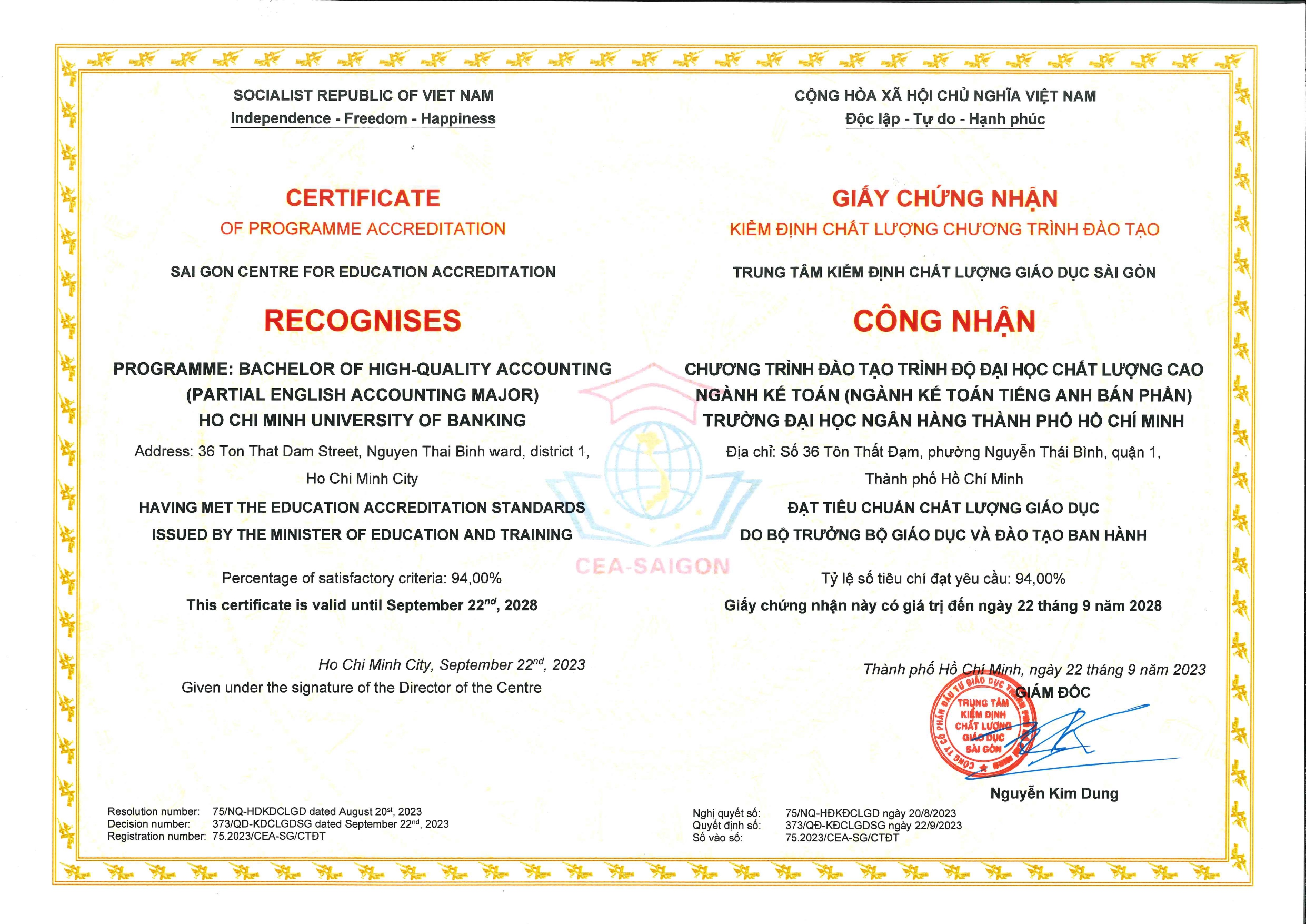 KẾT QUẢ KIỂM ĐỊNH