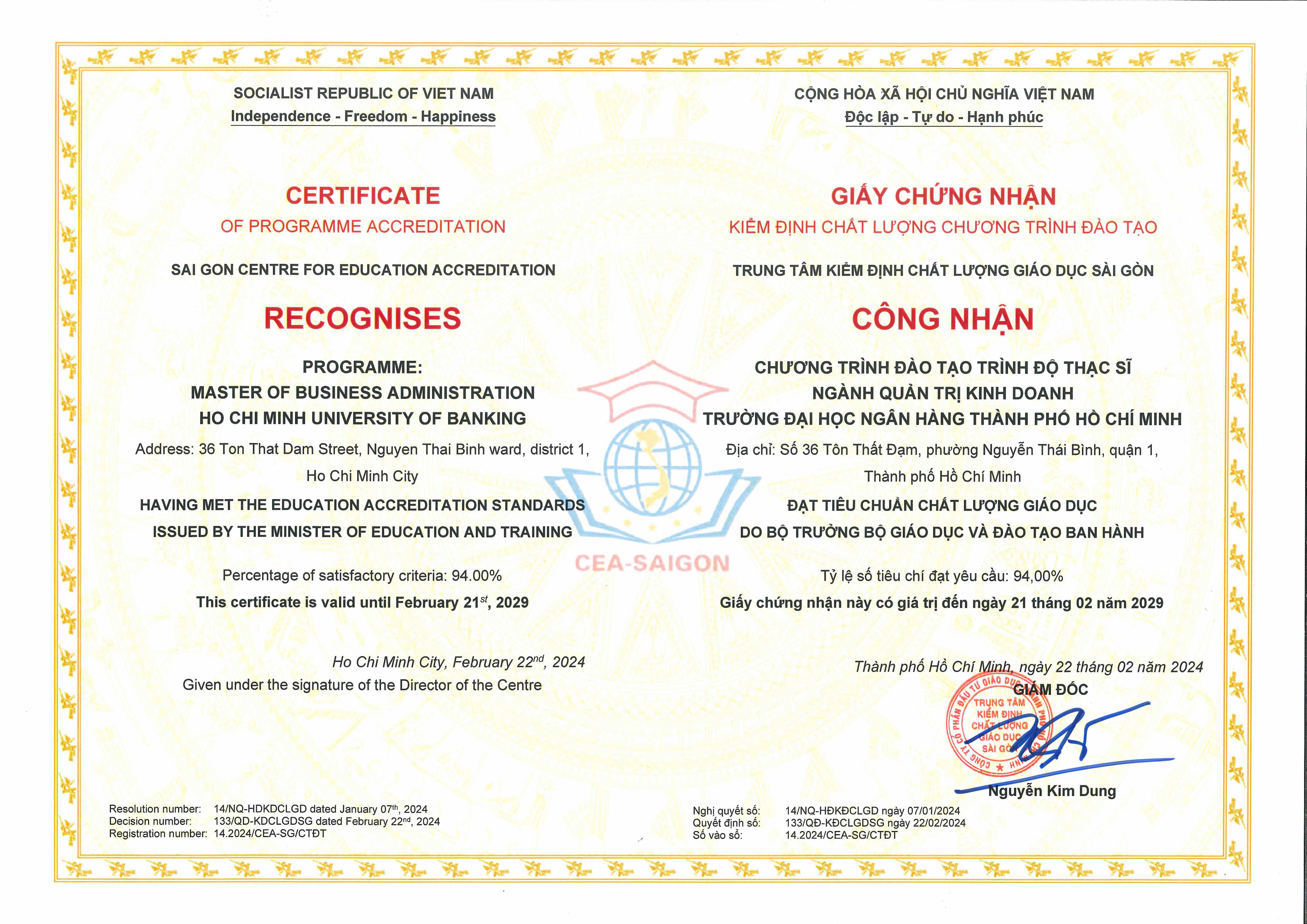 Kết quả kiểm định